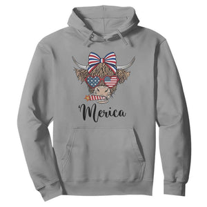 Patriotic Highland Cow Hoodie Merica USA Flag Farmer Gift