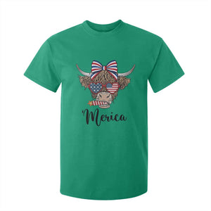 Patriotic Highland Cow T Shirt For Kid Merica USA Flag Farmer Gift