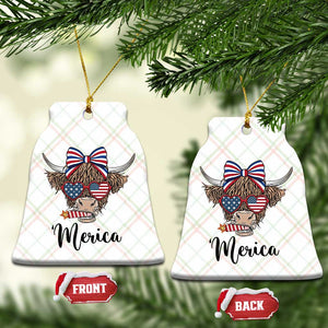 Patriotic Highland Cow Ceramic Ornament Merica USA Flag Farmer Gift TS12 Print Your Wear