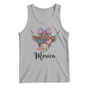 Patriotic Highland Cow Tank Top Merica USA Flag Farmer Gift