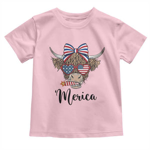 Patriotic Highland Cow Toddler T Shirt Merica USA Flag Farmer Gift