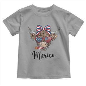 Patriotic Highland Cow Toddler T Shirt Merica USA Flag Farmer Gift