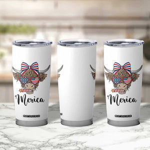 Patriotic Highland Cow Tumbler Cup Merica USA Flag Farmer Gift