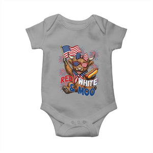 Striped Highland Cow 4th Of July Baby Onesie Red White And Moo