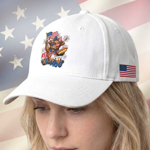 Striped Highland Cow 4th Of July Baseball Cap Red White And Moo TS12 Print Your Wear