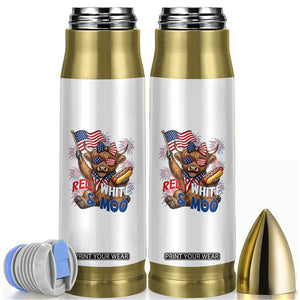 Striped Highland Cow 4th Of July Bullet Tumbler Red White And Moo