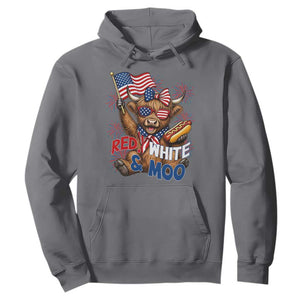 Striped Highland Cow 4th Of July Hoodie Red White And Moo