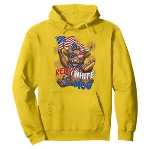 Striped Highland Cow 4th Of July Hoodie Red White And Moo