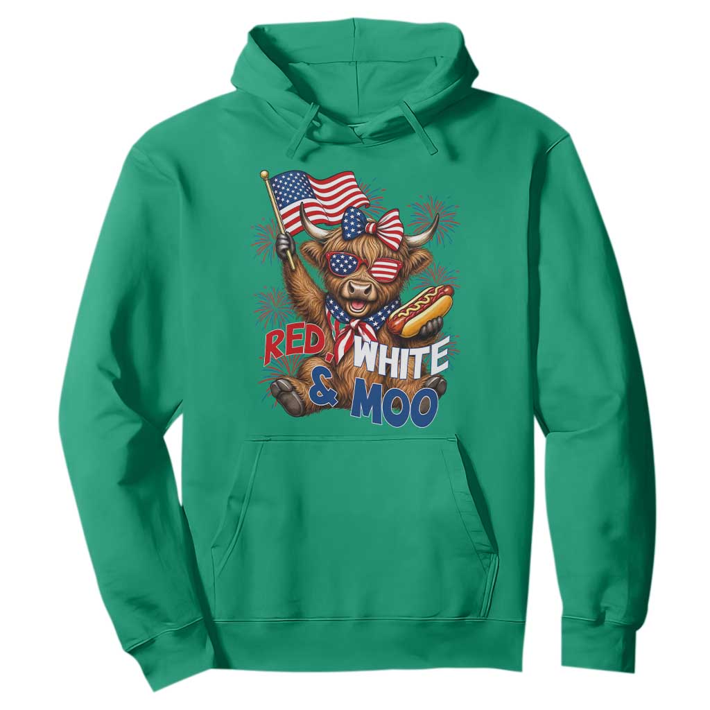 Striped Highland Cow 4th Of July Hoodie Red White And Moo