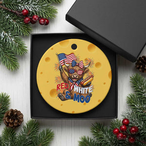 Striped Highland Cow 4th Of July Ceramic Ornament Red White And Moo TS12 1pc Yellow Cheese Print Your Wear