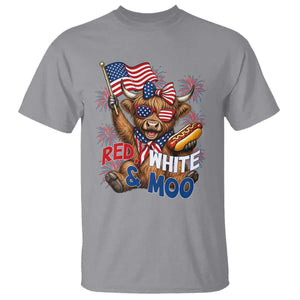 Striped Highland Cow 4th Of July T Shirt Red White And Moo