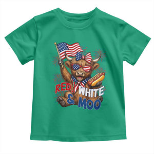 Striped Highland Cow 4th Of July Toddler T Shirt Red White And Moo