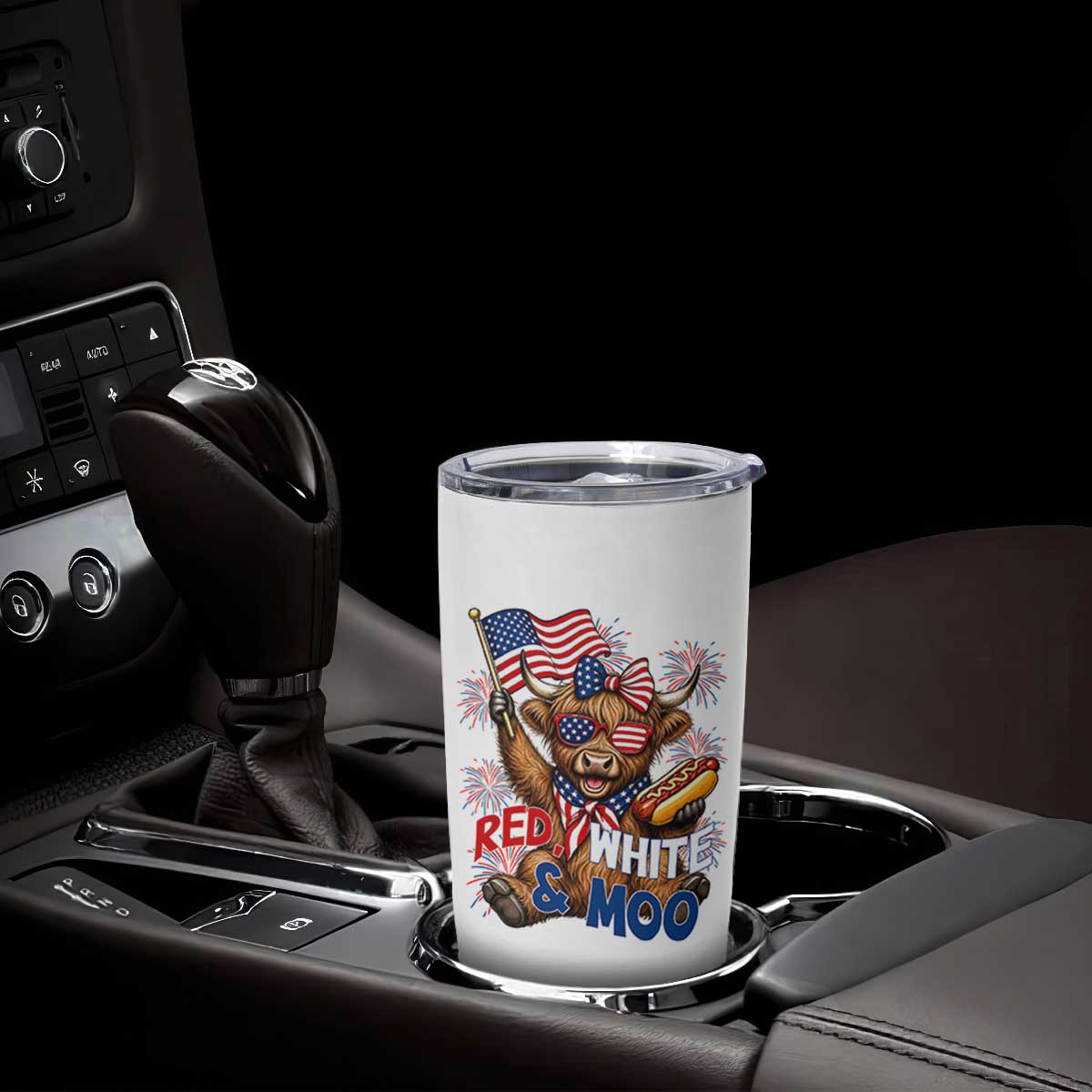 Striped Highland Cow 4th Of July Tumbler Cup Red White And Moo