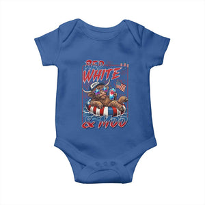 Funny Highland Cow Pool Party 4th Of July Baby Onesie Red White And Moo