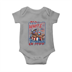 Funny Highland Cow Pool Party 4th Of July Baby Onesie Red White And Moo