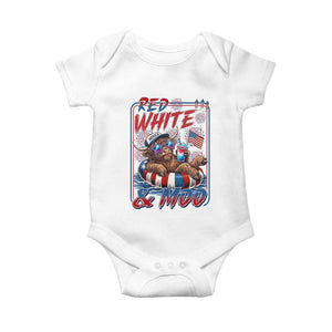 Funny Highland Cow Pool Party 4th Of July Baby Onesie Red White And Moo
