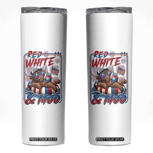 Funny Highland Cow Pool Party 4th Of July Skinny Tumbler Red White And Moo