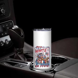 Funny Highland Cow Pool Party 4th Of July Skinny Tumbler Red White And Moo