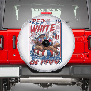 Funny Highland Cow Pool Party 4th Of July Spare Tire Cover Red White And Moo TS12 White Print Your Wear