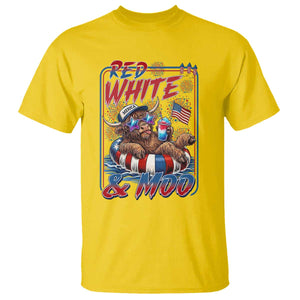 Funny Highland Cow Pool Party 4th Of July T Shirt Red White And Moo