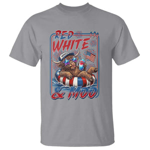 Funny Highland Cow Pool Party 4th Of July T Shirt Red White And Moo