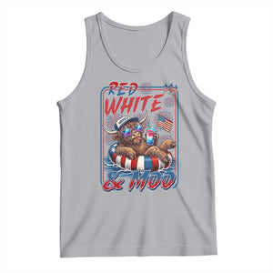 Funny Highland Cow Pool Party 4th Of July Tank Top Red White And Moo