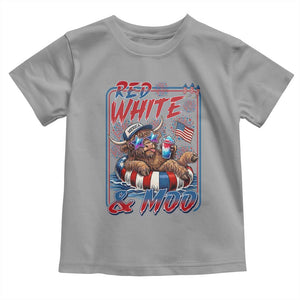Funny Highland Cow Pool Party 4th Of July Toddler T Shirt Red White And Moo