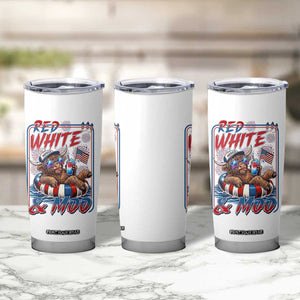 Funny Highland Cow Pool Party 4th Of July Tumbler Cup Red White And Moo