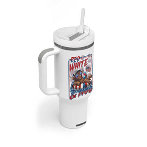 Funny Highland Cow Pool Party 4th Of July Tumbler With Handle Red White And Moo