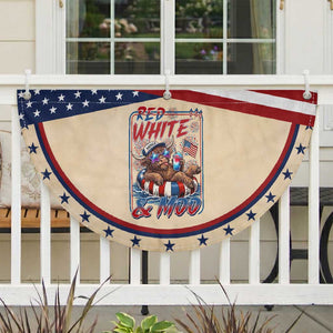 Funny Highland Cow Pool Party 4th Of July Patriotic Fan Flag Red White And Moo