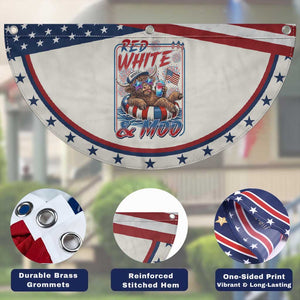 Funny Highland Cow Pool Party 4th Of July Patriotic Fan Flag Red White And Moo