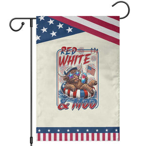 Funny Highland Cow Pool Party 4th Of July Patriotic Garden Flag Red White And Moo
