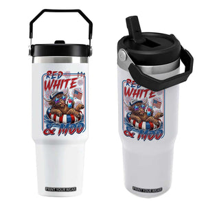 Funny Highland Cow Pool Party 4th Of July Flip Straw Tumbler Red White And Moo