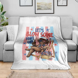 Funny Patriotic Highland Cow Throw Blanket 4th Of July Fireworks Celebration