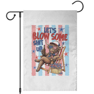 Funny Patriotic Highland Cow Garden Flag 4th Of July Fireworks Celebration