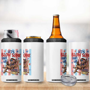 Funny Patriotic Highland Cow 4 in 1 Can Cooler Tumbler 4th Of July Fireworks Celebration