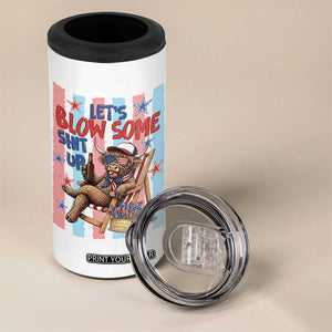 Funny Patriotic Highland Cow 4 in 1 Can Cooler Tumbler 4th Of July Fireworks Celebration