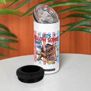 Funny Patriotic Highland Cow 4 in 1 Can Cooler Tumbler 4th Of July Fireworks Celebration