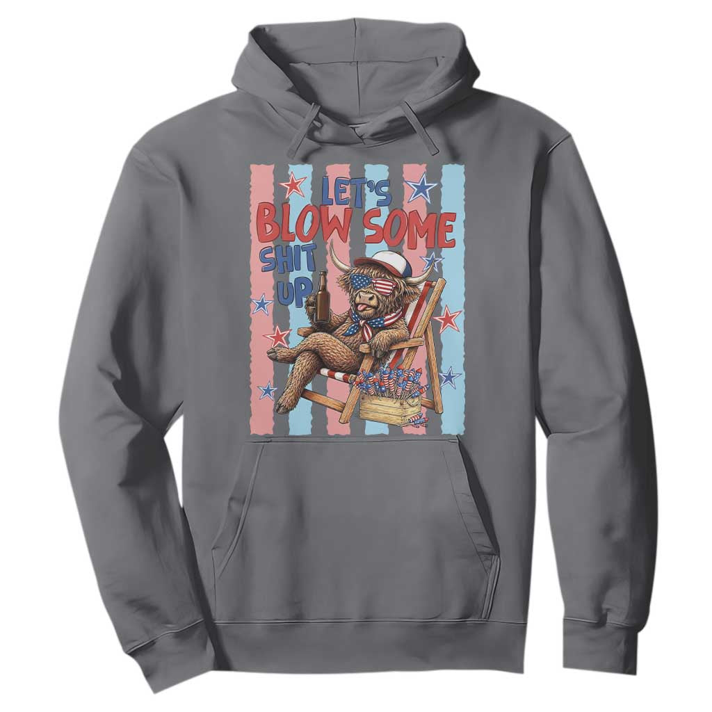 Funny Patriotic Highland Cow Hoodie 4th Of July Fireworks Celebration