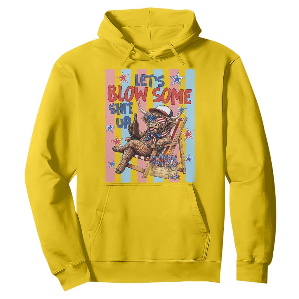 Funny Patriotic Highland Cow Hoodie 4th Of July Fireworks Celebration