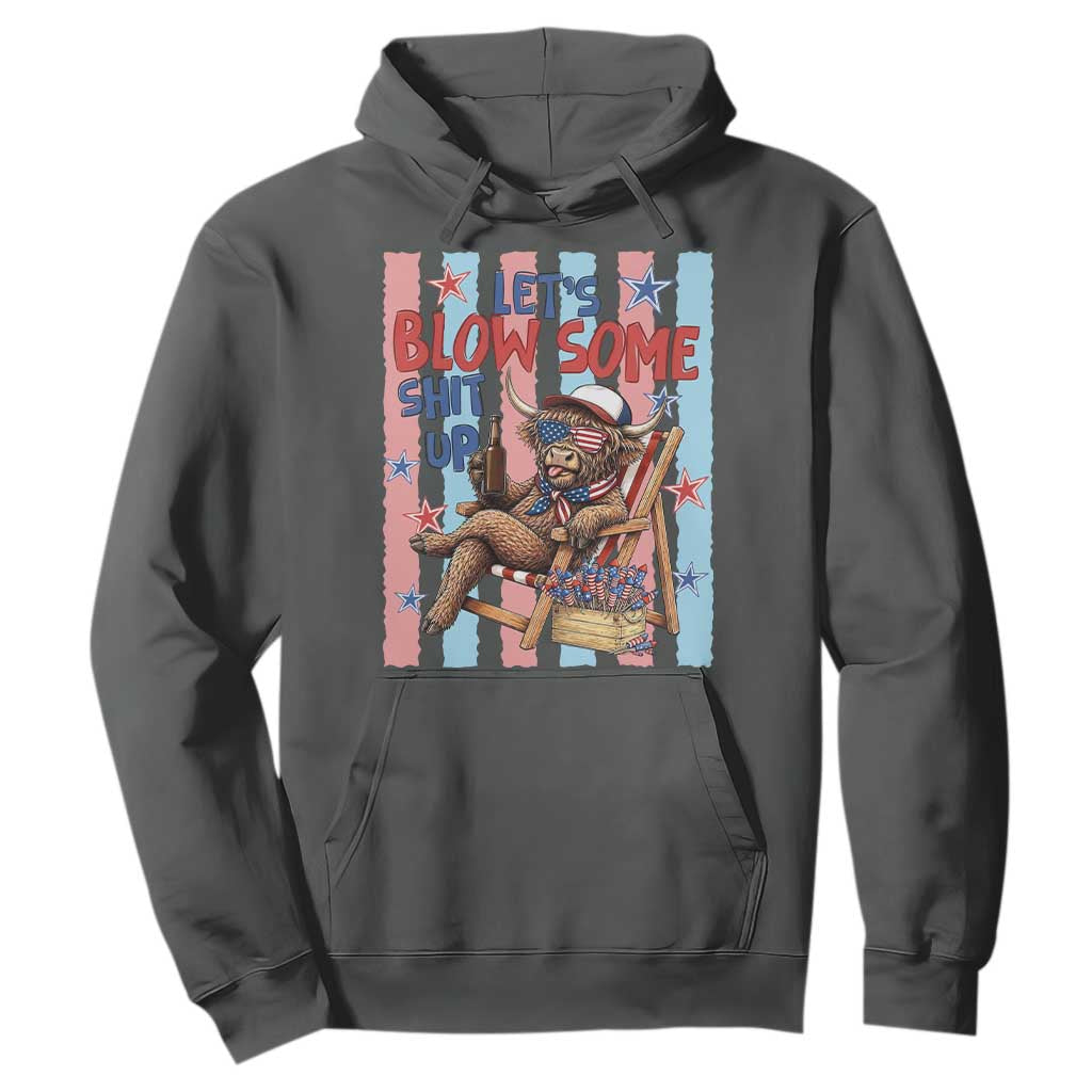 Funny Patriotic Highland Cow Hoodie 4th Of July Fireworks Celebration