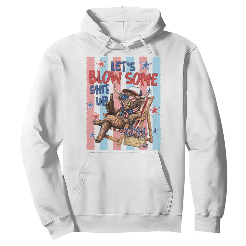 Funny Patriotic Highland Cow Hoodie 4th Of July Fireworks Celebration