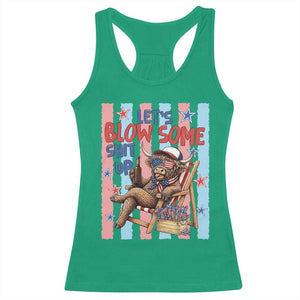 Funny Patriotic Highland Cow Racerback Tank Top 4th Of July Fireworks Celebration