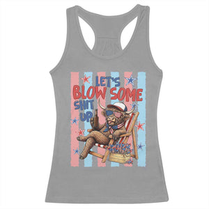 Funny Patriotic Highland Cow Racerback Tank Top 4th Of July Fireworks Celebration