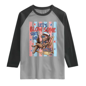 Funny Patriotic Highland Cow Raglan Shirt 4th Of July Fireworks Celebration