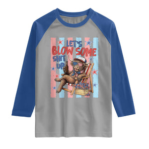 Funny Patriotic Highland Cow Raglan Shirt 4th Of July Fireworks Celebration