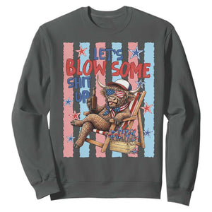 Funny Patriotic Highland Cow Sweatshirt 4th Of July Fireworks Celebration