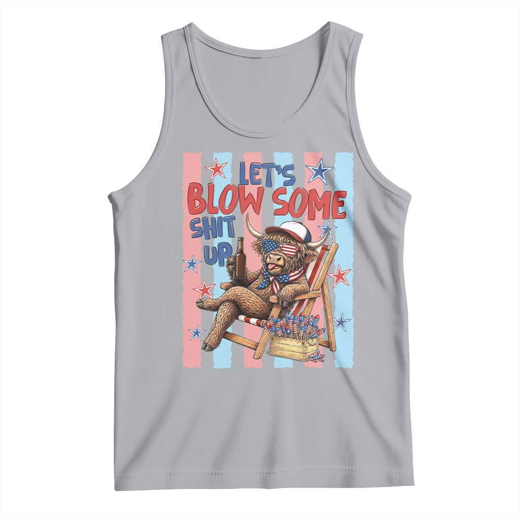 Funny Patriotic Highland Cow Tank Top 4th Of July Fireworks Celebration
