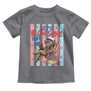 Funny Patriotic Highland Cow Toddler T Shirt 4th Of July Fireworks Celebration