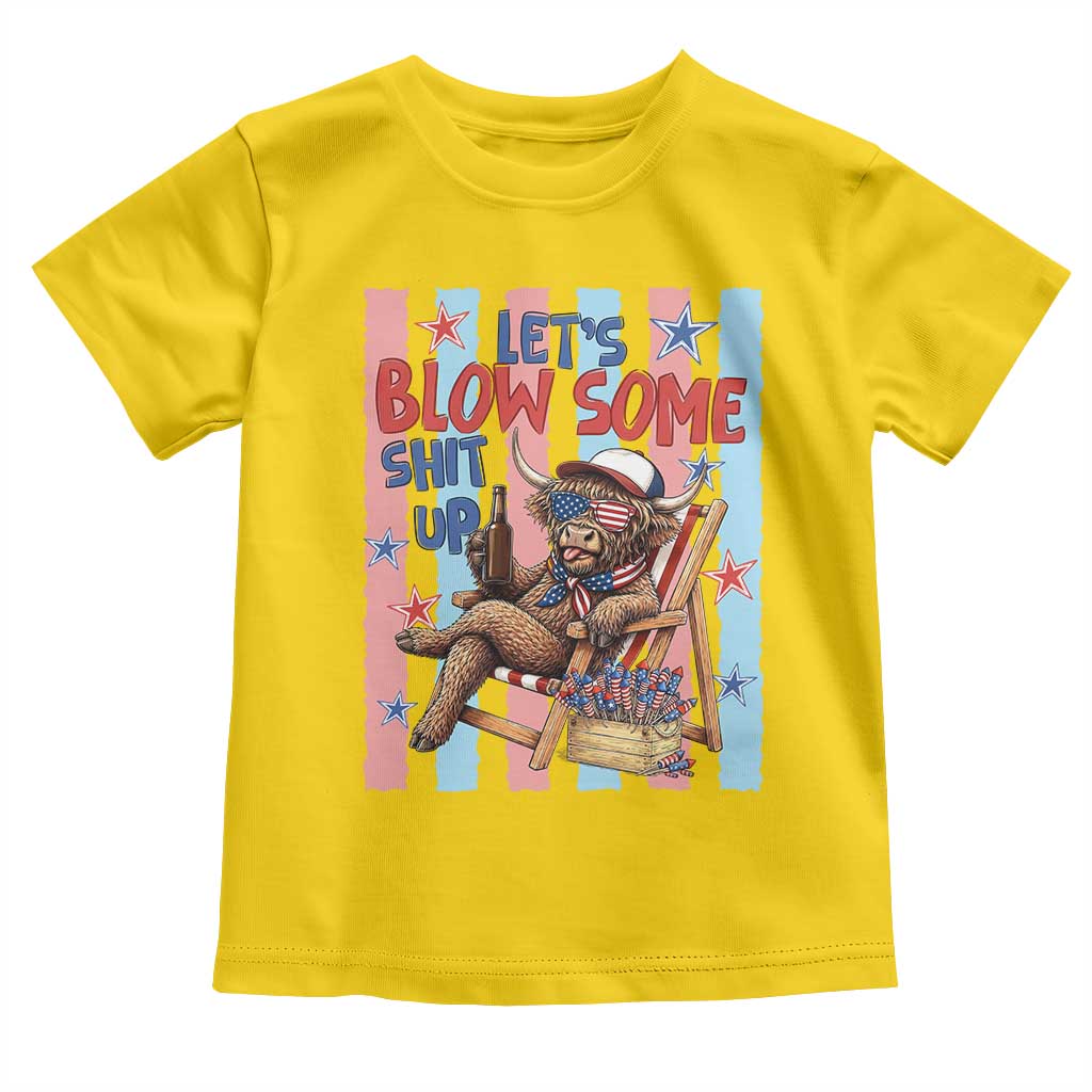 Funny Patriotic Highland Cow Toddler T Shirt 4th Of July Fireworks Celebration